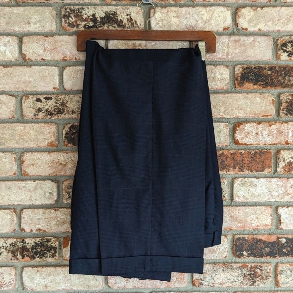 🪟 Vintage Lauren Ralph Lauren Pleated Windowpane Plaid Wool Trousers 16